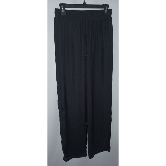 Bar III Pants Women's Small Wide Leg Elastic Waist Drawstring Casual Sheer Black - Picture 1 of 7